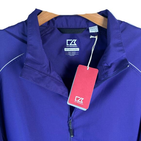 NWT CUTTER & BUCK Purple CB Weathertec Half Zip Pullover Jacket Men’s Size L - Picture 3 of 10